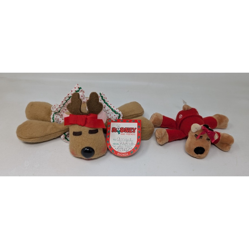 Vintage Rhonda Rodney Reindeer Burger King Hallmark Plush Lot 1980s‎ Christmas